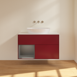 Тумба под раковину Villeroy & Boch Finion 100х50,1 см с подсветкой МДФ пион матовый лак/стекло белое матовое FA11GKHB