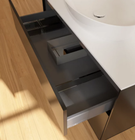 Тумба под раковину Villeroy & Boch Finion 100х50,1 см с подсветкой МДФ черный матовый лак/стекло белое матовое FA11GKPD