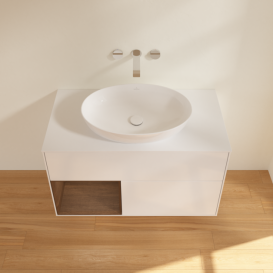 Тумба под раковину Villeroy & Boch Finion 100х50,1 см с подсветкой МДФ глянцевый белый лак/стекло белое матовое FA11GNGF