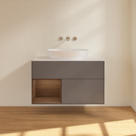 Тумба под раковину Villeroy & Boch Finion 100х50,1 см с подсветкой МДФ антрацит матовый лак/стекло белое матовое FA11GNGK