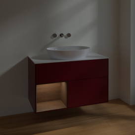 Тумба под раковину Villeroy & Boch Finion 100х50,1 см с подсветкой МДФ пион матовый лак/стекло белое матовое FA11GNHB