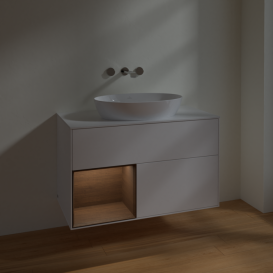 Тумба под раковину Villeroy & Boch Finion 100х50,1 см с подсветкой МДФ белый матовый лак/стекло белое матовое FA11GNMT