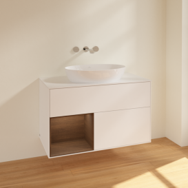 Тумба под раковину Villeroy & Boch Finion 100х50,1 см с подсветкой МДФ белый матовый лак/стекло белое матовое FA11GNMT