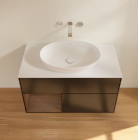 Тумба под раковину Villeroy & Boch Finion 100х50,1 см с подсветкой МДФ черный матовый лак/стекло белое матовое FA11GNPD