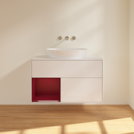 Тумба под раковину Villeroy & Boch Finion 100х50,1 см с подсветкой МДФ глянцевый белый лак/стекло белое матовое FA11HBGF