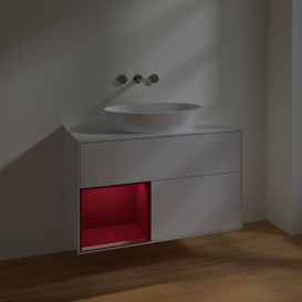 Тумба под раковину Villeroy & Boch Finion 100х50,1 см с подсветкой МДФ глянцевый белый лак/стекло белое матовое FA11HBGF