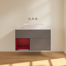 Тумба под раковину Villeroy & Boch Finion 100х50,1 см с подсветкой МДФ антрацит матовый лак/стекло белое матовое FA11HBGK