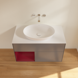 Тумба под раковину Villeroy & Boch Finion 100х50,1 см с подсветкой МДФ антрацит матовый лак/стекло белое матовое FA11HBGK