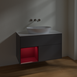 Тумба под раковину Villeroy & Boch Finion 100х50,1 см с подсветкой МДФ антрацит матовый лак/стекло белое матовое FA11HBGK