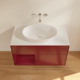 Тумба под раковину Villeroy & Boch Finion 100х50,1 см с подсветкой МДФ пион матовый лак/стекло белое матовое FA11HBHB