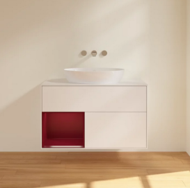 Тумба под раковину Villeroy & Boch Finion 100х50,1 см с подсветкой МДФ белый матовый лак/стекло белое матовое FA11HBMT