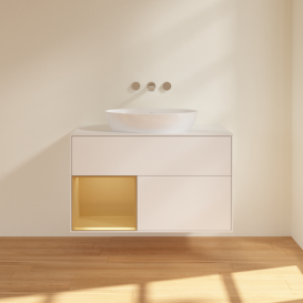 Тумба под раковину Villeroy & Boch Finion 100х50,1 см с подсветкой МДФ белый матовый лак/стекло белое матовое FA11HFMT