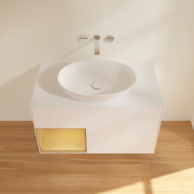 Тумба под раковину Villeroy & Boch Finion 100х50,1 см с подсветкой МДФ белый матовый лак/стекло белое матовое FA11HFMT