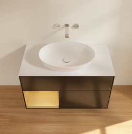 Тумба под раковину Villeroy & Boch Finion 100х50,1 см с подсветкой МДФ черный матовый лак/стекло белое матовое FA11HFPD