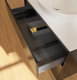 Тумба под раковину Villeroy & Boch Finion 100х50,1 см с подсветкой МДФ черный матовый лак/стекло белое матовое FA11HFPD