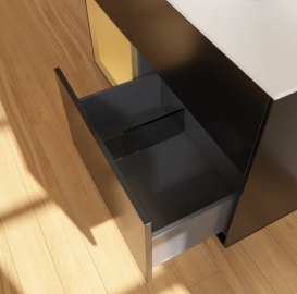 Тумба под раковину Villeroy & Boch Finion 100х50,1 см с подсветкой МДФ черный матовый лак/стекло белое матовое FA11HFPD