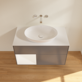 Тумба под раковину Villeroy & Boch Finion 100х50,1 см с подсветкой МДФ антрацит матовый лак/стекло белое матовое FA11MTGK