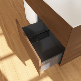 Тумба под раковину Villeroy & Boch Finion 100х50,1 см с подсветкой МДФ шпон грецкого ореха/стекло белое матовое FA11MTGN