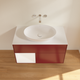 Тумба под раковину Villeroy & Boch Finion 100х50,1 см с подсветкой МДФ пион матовый лак/стекло белое матовое FA11MTHB