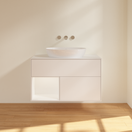 Тумба под раковину Villeroy & Boch Finion 100х50,1 см с подсветкой МДФ белый матовый лак/стекло белое матовое FA11MTMT