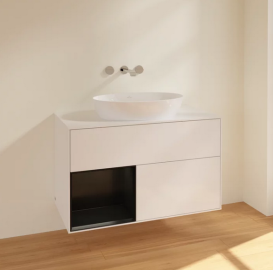 Тумба під раковину Villeroy & Boch Finion 100х50,1 см з підсвіткою МДФ білий глянцевий лак/скло біле матове FA11PDGF