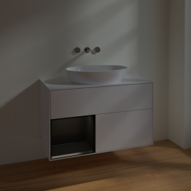 Тумба под раковину Villeroy & Boch Finion 100х50,1 см с подсветкой МДФ глянцевый белый лак/стекло белое матовое FA11PDGF