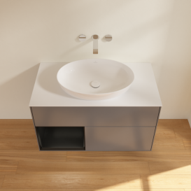 Тумба под раковину Villeroy & Boch Finion 100х50,1 см с подсветкой МДФ антрацит матовый лак/стекло белое матовое FA11PDGK