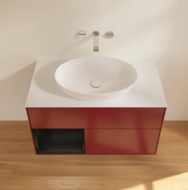 Тумба под раковину Villeroy & Boch Finion 100х50,1 см с подсветкой МДФ пион матовый лак/стекло белое матовое FA11PDHB