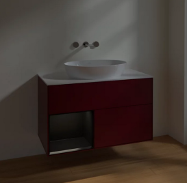 Тумба под раковину Villeroy & Boch Finion 100х50,1 см с подсветкой МДФ пион матовый лак/стекло белое матовое FA11PDHB