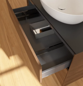 Тумба под раковину Villeroy & Boch Finion 100х50,1 см с подсветкой МДФ шпон грецкого ореха/стекло черное матовое FA12GFGN