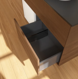 Тумба под раковину Villeroy & Boch Finion 100х50,1 см с подсветкой МДФ шпон грецкого ореха/стекло черное матовое FA12GFGN