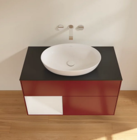 Тумба под раковину Villeroy & Boch Finion 100х50,1 см с подсветкой МДФ пион матовый лак/стекло черное матовое FA12GFHB