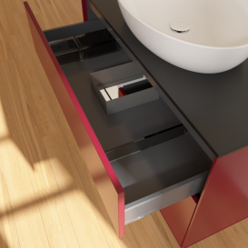 Тумба под раковину Villeroy & Boch Finion 100х50,1 см с подсветкой МДФ пион матовый лак/стекло черное матовое FA12GFHB