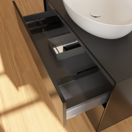 Тумба под раковину Villeroy & Boch Finion 100х50,1 см с подсветкой МДФ черный матовый лак/стекло черное матовое FA12GFPD