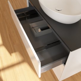 Тумба под раковину Villeroy & Boch Finion 100х50,1 см с подсветкой МДФ глянцевый белый лак/стекло черное матовое  FA12GKGF