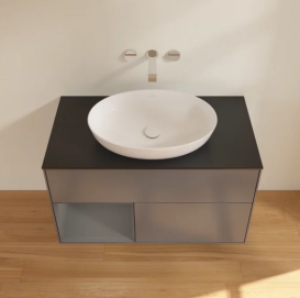 Тумба под раковину Villeroy & Boch Finion 100х50,1 см с подсветкой МДФ антрацит матовый лак/стекло черное матовое FA12GKGK