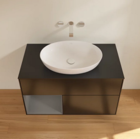 Тумба под раковину Villeroy & Boch Finion 100х50,1 см с подсветкой МДФ черный матовый лак/стекло черное матовое FA12GKPD