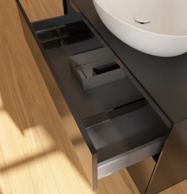 Тумба под раковину Villeroy & Boch Finion 100х50,1 см с подсветкой МДФ черный матовый лак/стекло черное матовое FA12GKPD