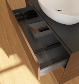 Тумба под раковину Villeroy & Boch Finion 100х50,1 см с подсветкой МДФ шпон грецкого ореха/стекло черное матовое FA12GNGN