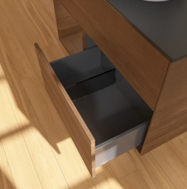 Тумба под раковину Villeroy & Boch Finion 100х50,1 см с подсветкой МДФ шпон грецкого ореха/стекло черное матовое FA12GNGN