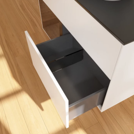 Тумба под раковину Villeroy & Boch Finion 100х50,1 см с подсветкой МДФ белый матовый лак/стекло черное матовое FA12GNMT