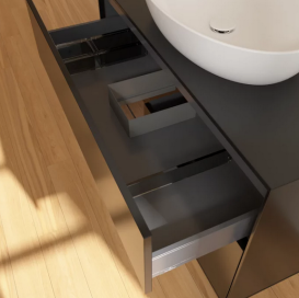 Тумба под раковину Villeroy & Boch Finion 100х50,1 см с подсветкой МДФ черный матовый лак/стекло черное матовое FA12GNPD