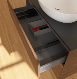 Тумба под раковину Villeroy & Boch Finion 100х50,1 см с подсветкой МДФ шпон грецкого ореха/стекло черное матовое FA12HBGN