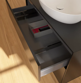 Тумба под раковину Villeroy & Boch Finion 100х50,1 см с подсветкой МДФ черный матовый лак/стекло черное матовое FA12HBPD