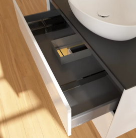 Тумба под раковину Villeroy & Boch Finion 100х50,1 см с подсветкой МДФ глянцевый белый лак/стекло черное матовое FA12HFGF