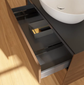 Тумба под раковину Villeroy & Boch Finion 100х50,1 см с подсветкой МДФ шпон грецкого ореха/стекло черное матовое FA12HFGN