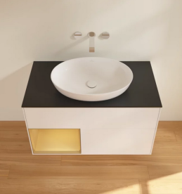 Тумба под раковину Villeroy & Boch Finion 100х50,1 см с подсветкой МДФ белый матовый лак/стекло черное матовое FA12HFMT