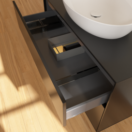 Тумба под раковину Villeroy & Boch Finion 100х50,1 см с подсветкой МДФ черный матовый лак/стекло черное матовое FA12HFPD