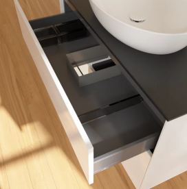 Тумба под раковину Villeroy & Boch Finion 100х50,1 см с подсветкой МДФ глянцевый белый лак/стекло черное матовое FA12MTGF