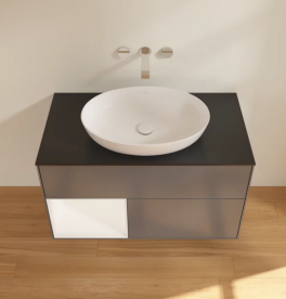 Тумба под раковину Villeroy & Boch Finion 100х50,1 см с подсветкой МДФ антрацит матовый лак/стекло черное матовое FA12MTGK